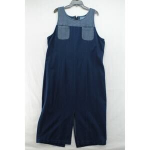 Vintage River chase Denim Dress Women's 16 Blue Modest Cabin Core Retro Prairie